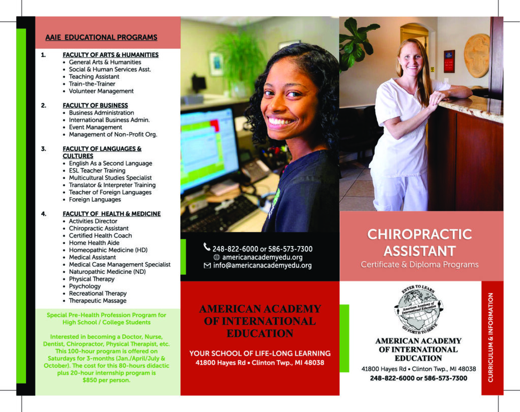 Chiropractic Assistant American Academy Of International Education   Brochure Chiropractic Assistant Program Pdf 1024x811 